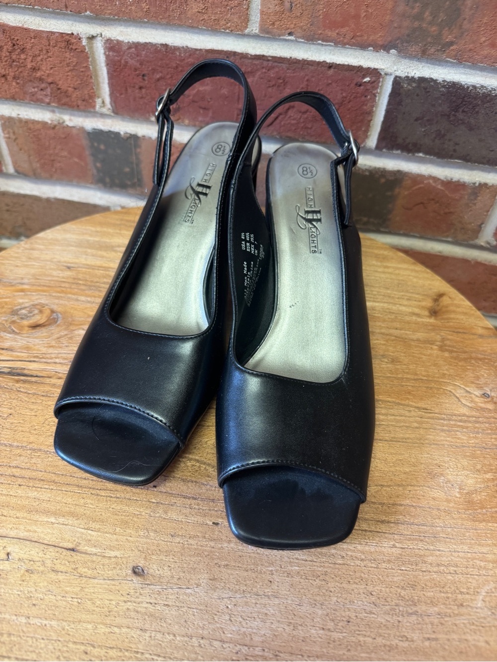 Classic Black Slingback Peep-Toe Pumps